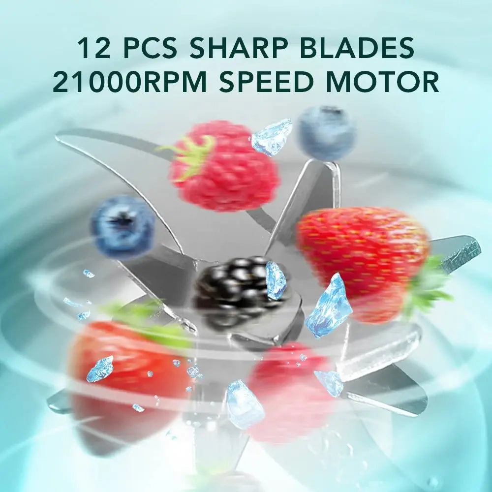 Portable 12 Blade Juicer USB Rechargeable Juicer 420ML Fruit Automatic Smoothie Blender 2 In 1 Blender Bottle Kitchen Tool - RIGBYZ