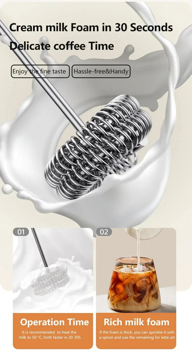 Wireless Milk Frothers Electric Handheld Blender Electrical Mini Coffee Maker Whisk Mixer With USB For Coffee Cappuccino Cream - RIGBYZ
