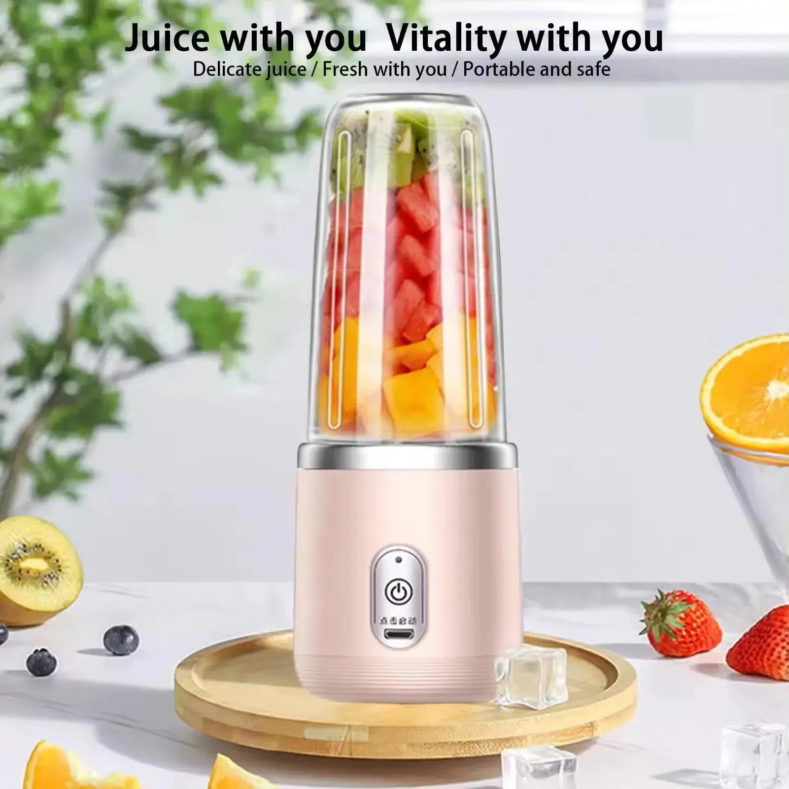 Portable Blender Bottle Multifunction Juice Blender Fresh Juice Smoothie Blender Ice CrushCup Food Processor Juicing Tool - RIGBYZ