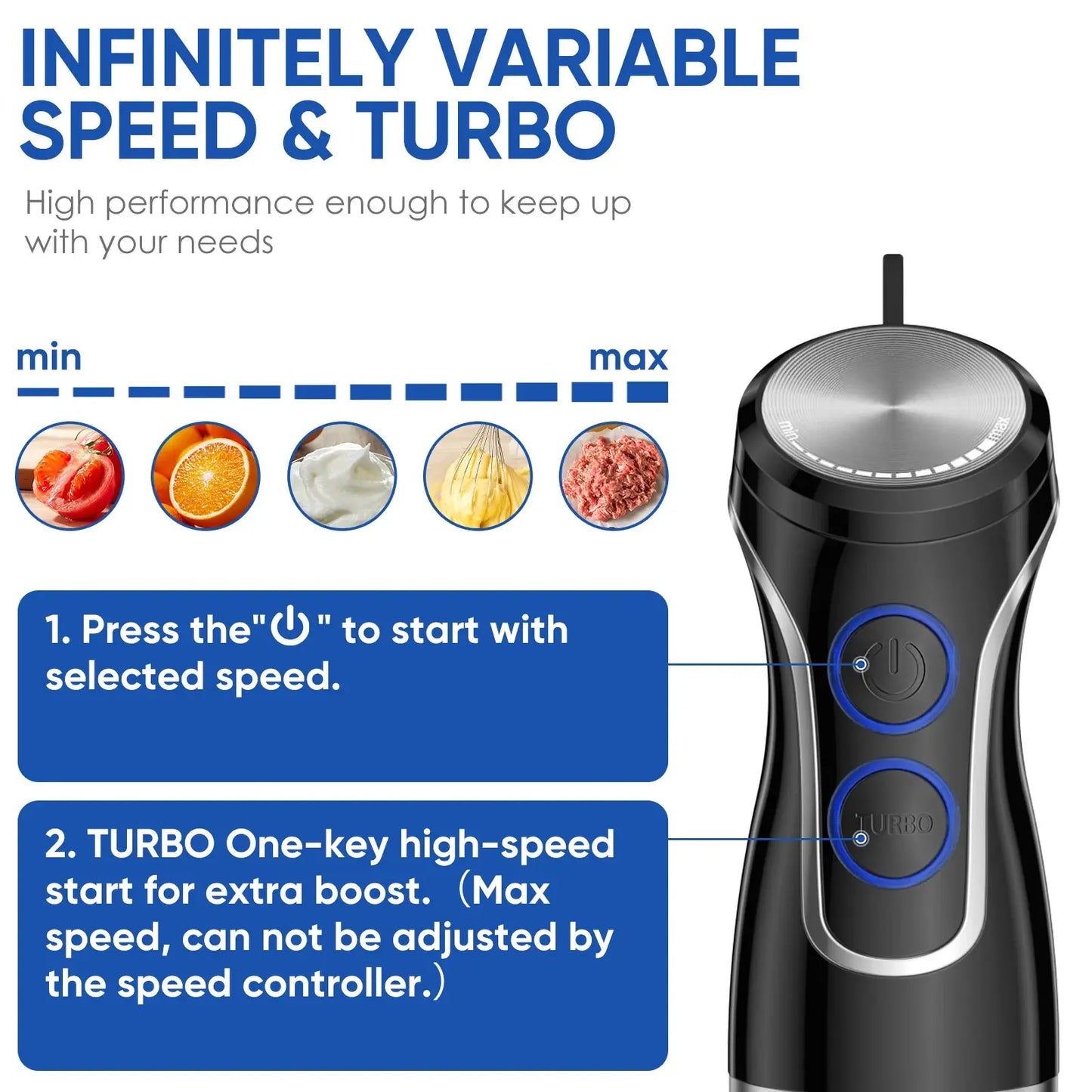 BioloMix 5 in 1 Immersion Hand Blender,1500W Blender with 304 Stainless Steel Blade,Food Processor,Smoothies Puree Baby Food - RIGBYZ