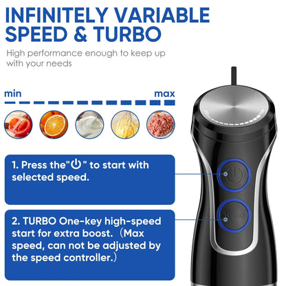 BioloMix 5 in 1 Immersion Hand Blender,1500W Blender with 304 Stainless Steel Blade,Food Processor,Smoothies Puree Baby Food - RIGBYZ