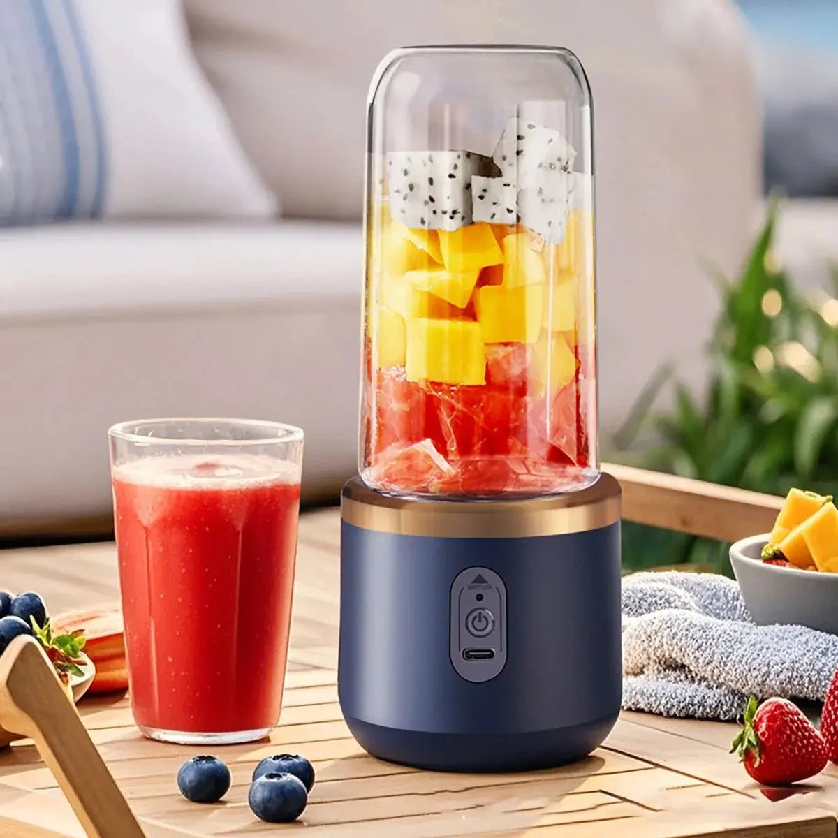 1 compact 2 - in - 1 portable blender with USB charging - perfect for carrying smoothies and fresh juices on the go, portable smooth - RIGBYZ