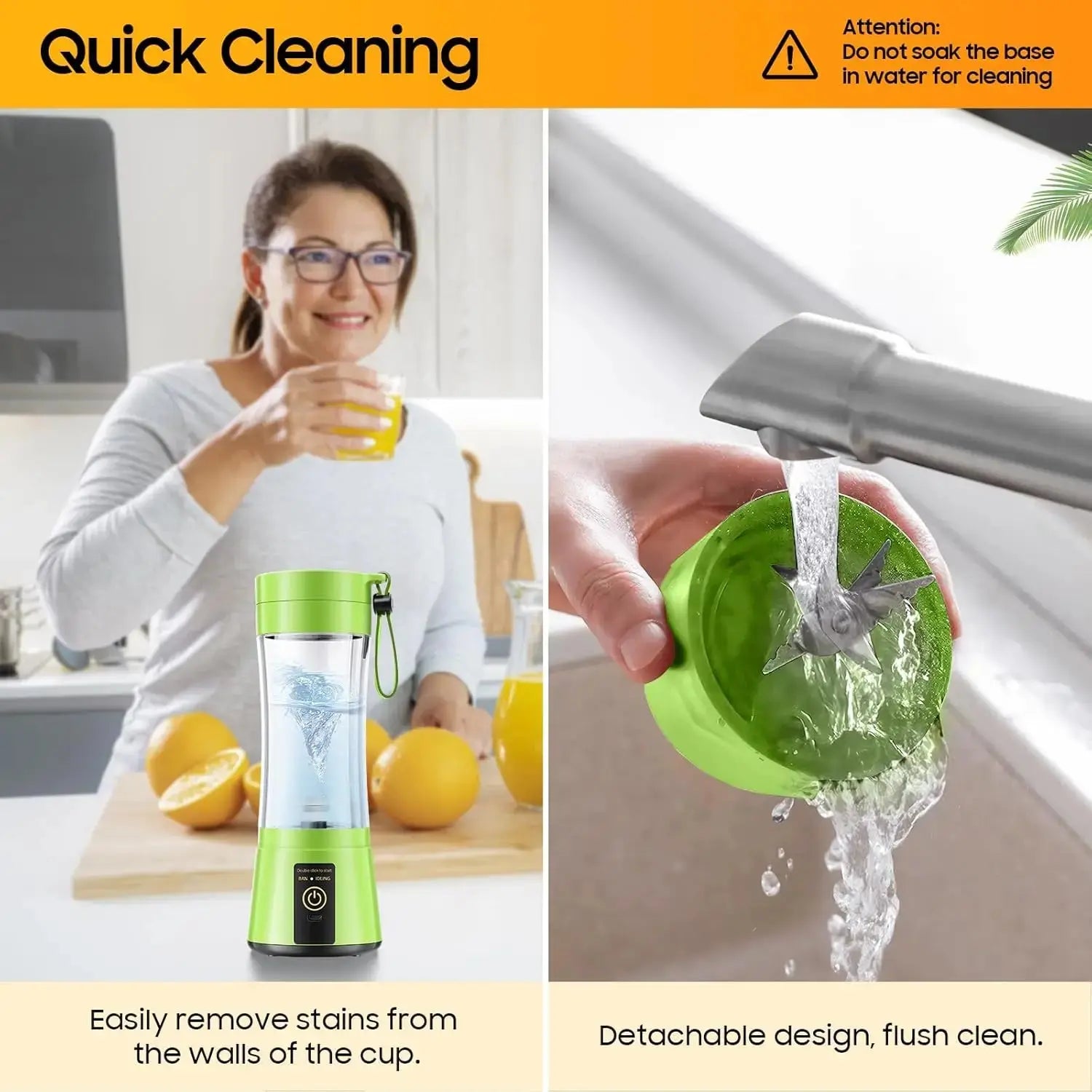 Cordless Portable Personal Size Blender - USB Rechargeable Blender for Smoothies and Shakes 6 Blades with 380Ml BPA Free Juice Cup - RIGBYZ