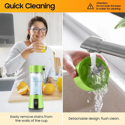 Cordless Portable Personal Size Blender - USB Rechargeable Blender for Smoothies and Shakes 6 Blades with 380Ml BPA Free Juice Cup - RIGBYZ