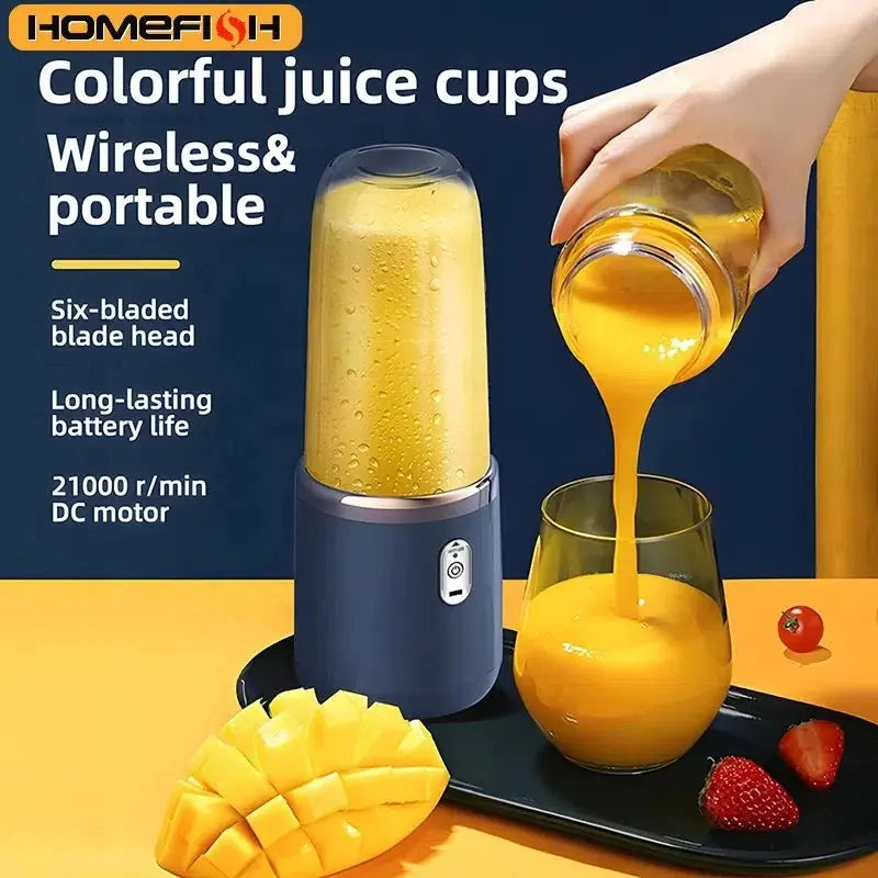 Portable Blender Bottle Electric 6 Blades Multifunction Juice Blender Fresh Juice Smoothie Blender Ice CrushCup Food Processor - RIGBYZ
