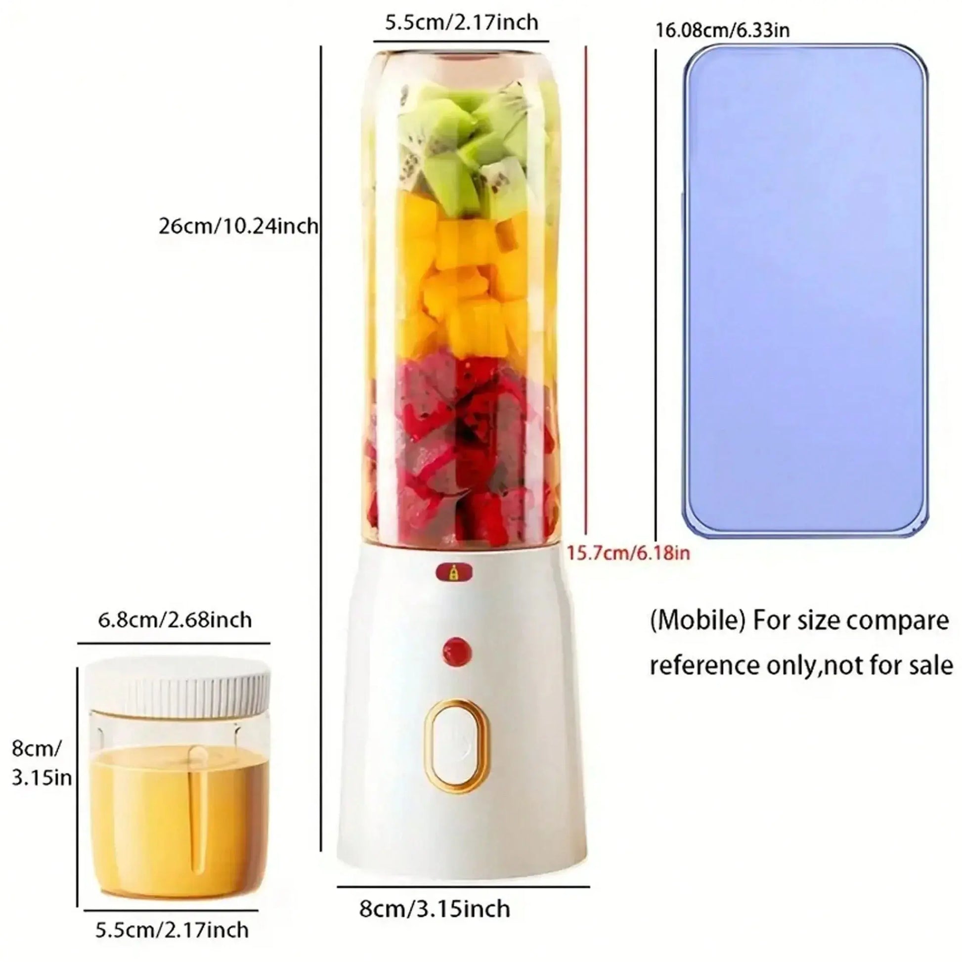 Portable electric juice cup - USB rechargeable blender, single button operation, suitable for smoothies, milkshakes, and juices - RIGBYZ