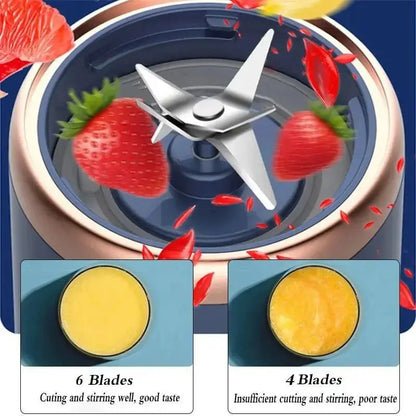 Portable Juicer Cup Smoothie Blender 6 Blade Blender Bottle Household Fruit Juicer Cup USB Rechargeable Juicer Kitchen Tool - RIGBYZ