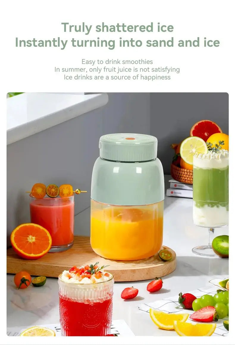 Portable Fruit Blender 800ml Multifunctional Electric Juicer Cup 10 Steel Blades Summer Milkshake Machine USB Rechargeable - RIGBYZ