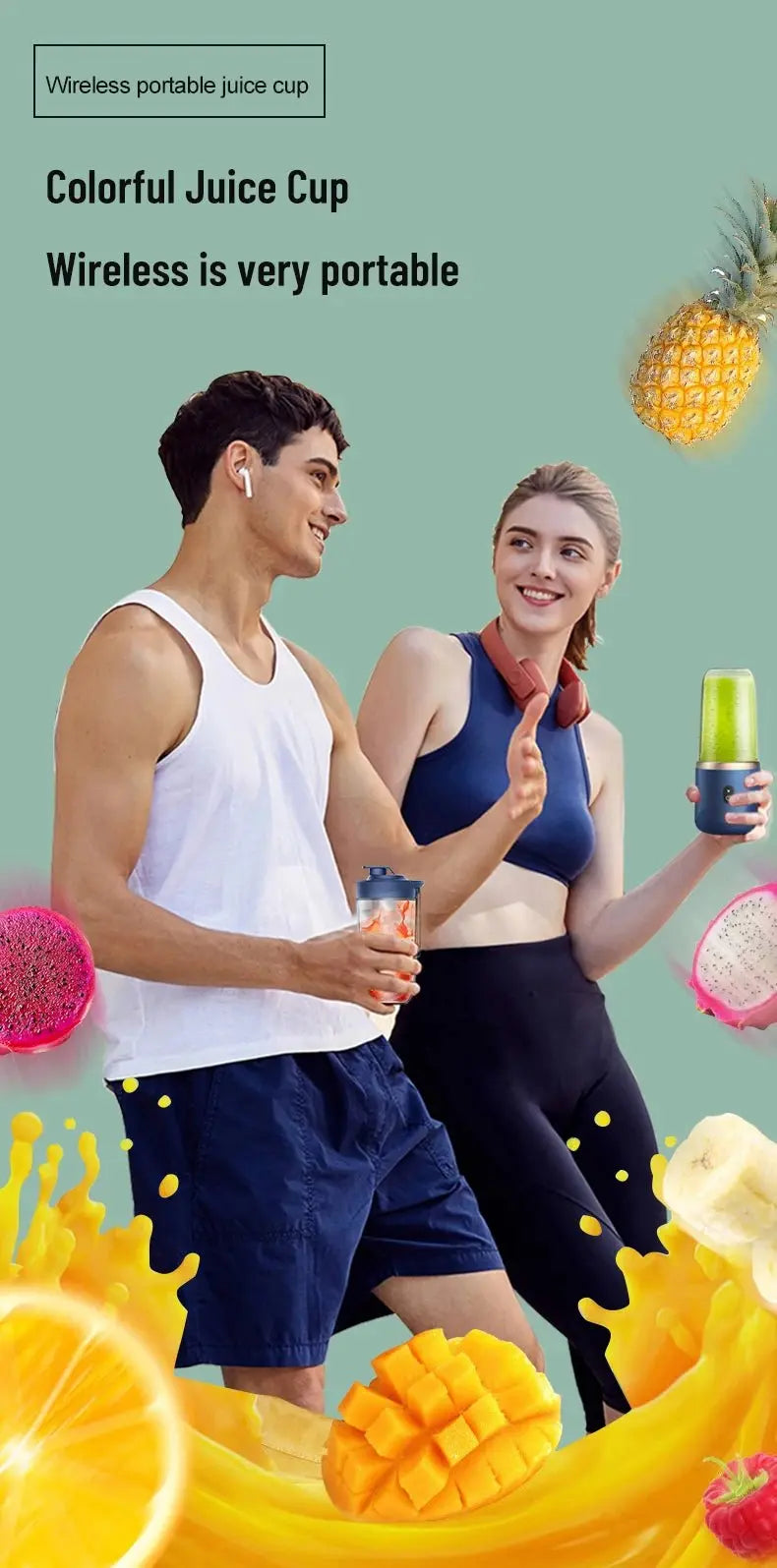 Portable Blender Bottle Multifunction Juice Blender Fresh Juice Smoothie Blender Ice CrushCup Food Processor Juicing Tool - RIGBYZ