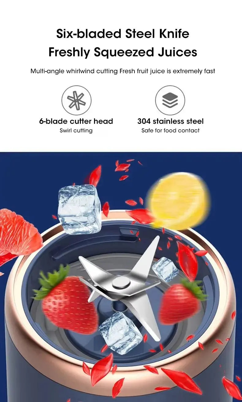 Portable Fruit Juicer Electric Juicer Blender Mini Juicer Cup USB Rechargeable Juice Blenders Fruit Mixer Wireless Juicer Bottle - RIGBYZ