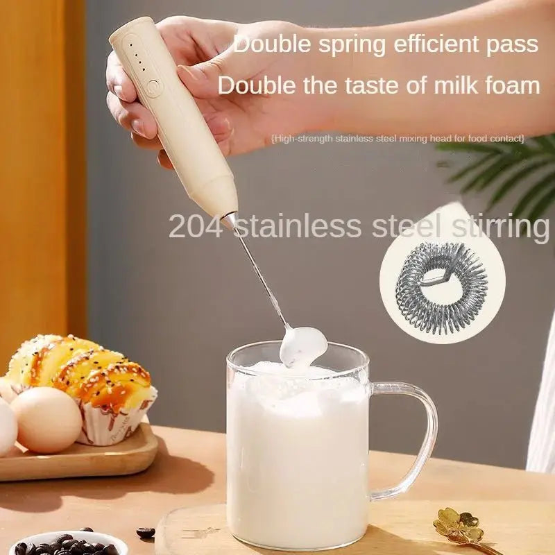 Handheld WhiskAutomatic Stainless Steel Mini Portable Blender 3 Speed Adjustable USB Rechargeable Blender Milk Frother - RIGBYZ