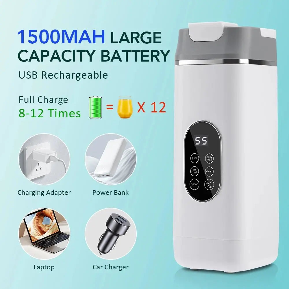 Portable 12 Blade Juicer USB Rechargeable Juicer 420ML Fruit Automatic Smoothie Blender 2 In 1 Blender Bottle Kitchen Tool - RIGBYZ