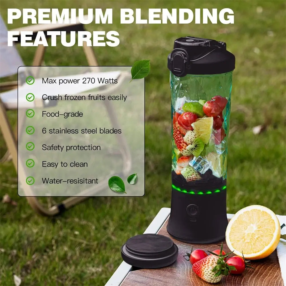 600ML Electric Portable Blender Smoothies USB Rechargeable 4000mAh Powerful Ice Crush Fresh Fruit Juicer Mini Personal Blender - RIGBYZ