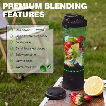 600ML Electric Portable Blender Smoothies USB Rechargeable 4000mAh Powerful Ice Crush Fresh Fruit Juicer Mini Personal Blender - RIGBYZ