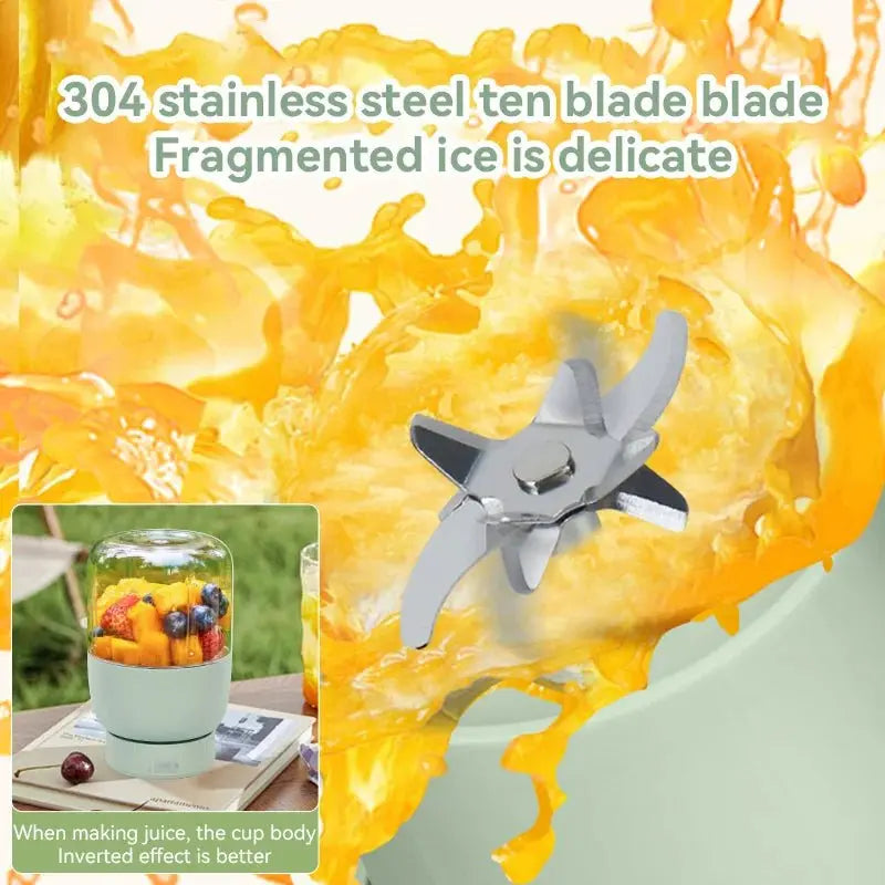 Portable Fruit Blender 800ml Multifunctional Electric Juicer Cup 10 Steel Blades Summer Milkshake Machine USB Rechargeable - RIGBYZ