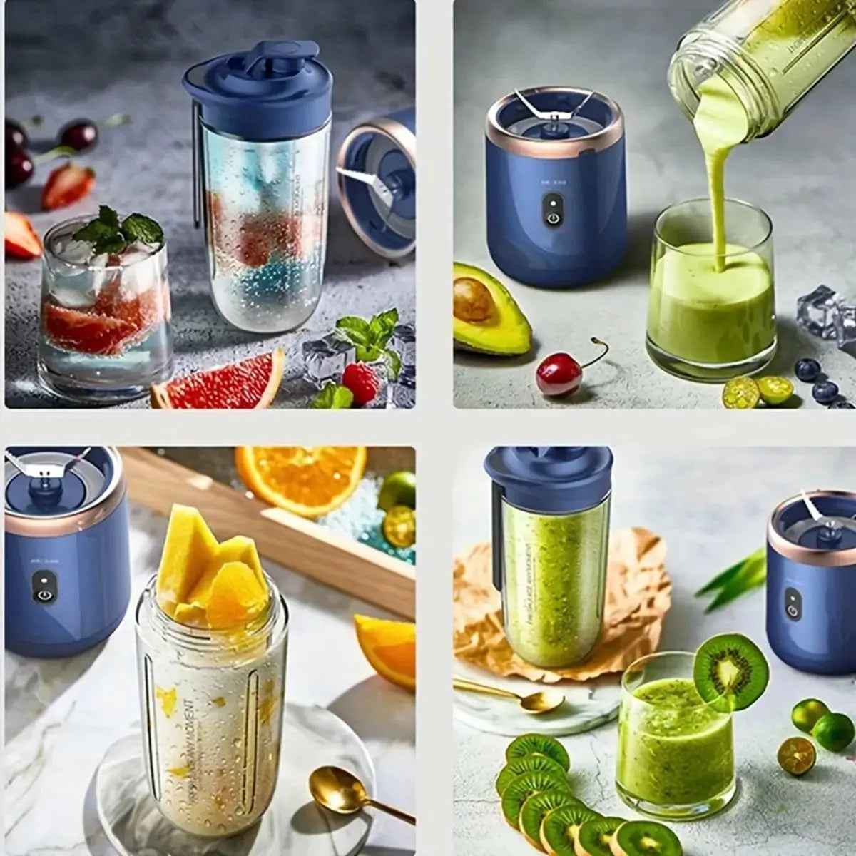 Portable Blender Bottle Electric 6 Blades Multifunction Juice Blender Fresh Juice Smoothie Blender Ice CrushCup Food Processor - RIGBYZ