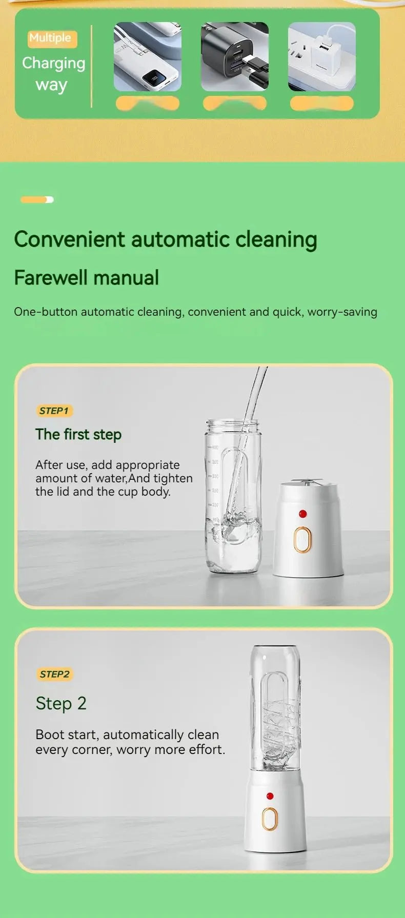 Portable Wireless Blender Electric Fruit Juicer Machine For Orange Ice Crushing 10 Blades Auxiliary Food Machine 1500mA Mixer - RIGBYZ