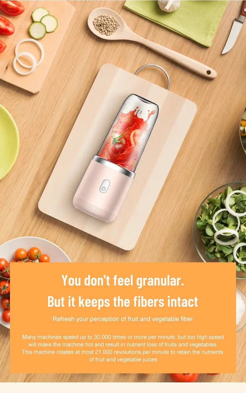 Portable Blender Bottle Multifunction Juice Blender Fresh Juice Smoothie Blender Ice CrushCup Food Processor Juicing Tool - RIGBYZ