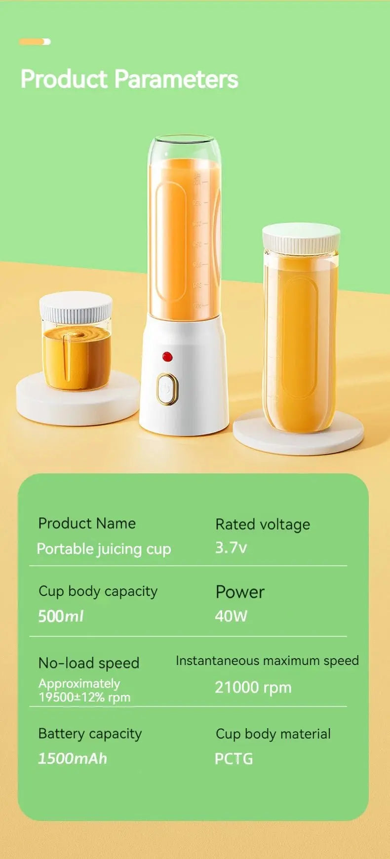 Portable Wireless Blender Electric Fruit Juicer Machine For Orange Ice Crushing 10 Blades Auxiliary Food Machine 1500mA Mixer - RIGBYZ