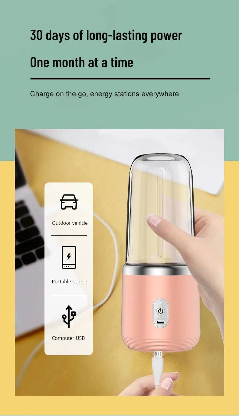 Portable Blender Bottle Multifunction Juice Blender Fresh Juice Smoothie Blender Ice CrushCup Food Processor Juicing Tool - RIGBYZ