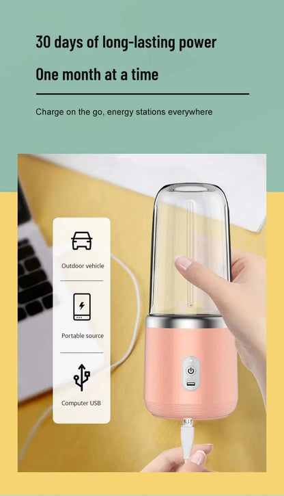 Portable Blender Bottle Multifunction Juice Blender Fresh Juice Smoothie Blender Ice CrushCup Food Processor Juicing Tool - RIGBYZ