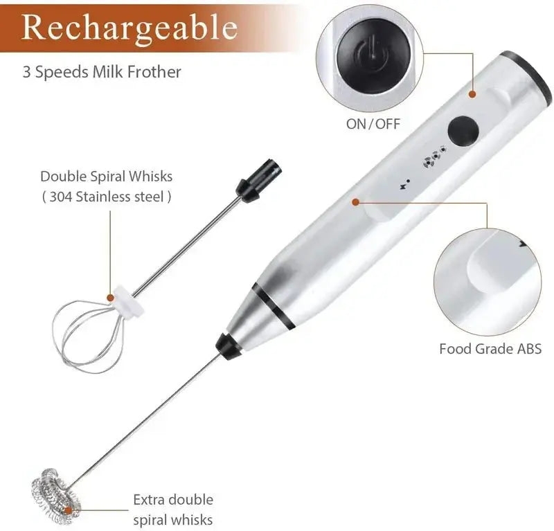 Portable Electric Milk Frothers Handheld Blender USB Mini Coffee Maker Whisk Mixer Cappuccino Cream Egg Beater Food Blender - RIGBYZ