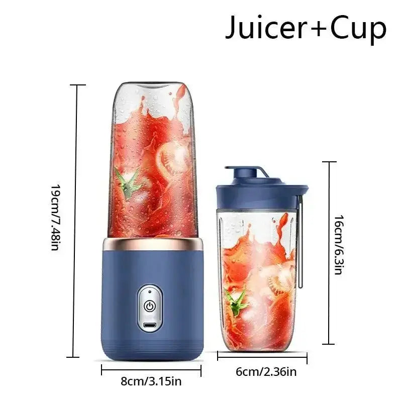 Portable Juicer Cup Smoothie Blender 6 Blade Blender Bottle Household Fruit Juicer Cup USB Rechargeable Juicer Kitchen Tool - RIGBYZ